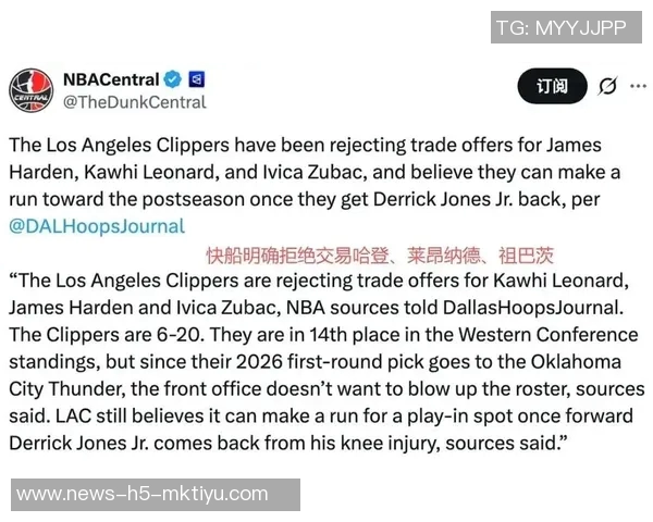 快船明确表态不考虑交易哈登下赛季合同仅1332万受保障